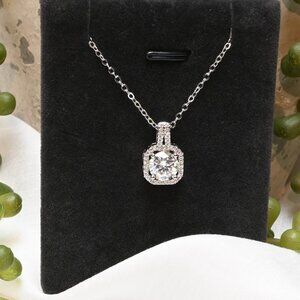 Pure Brilliance · 2ct Moissanite Halo Pendant Necklace · Sterling Silver · 18in